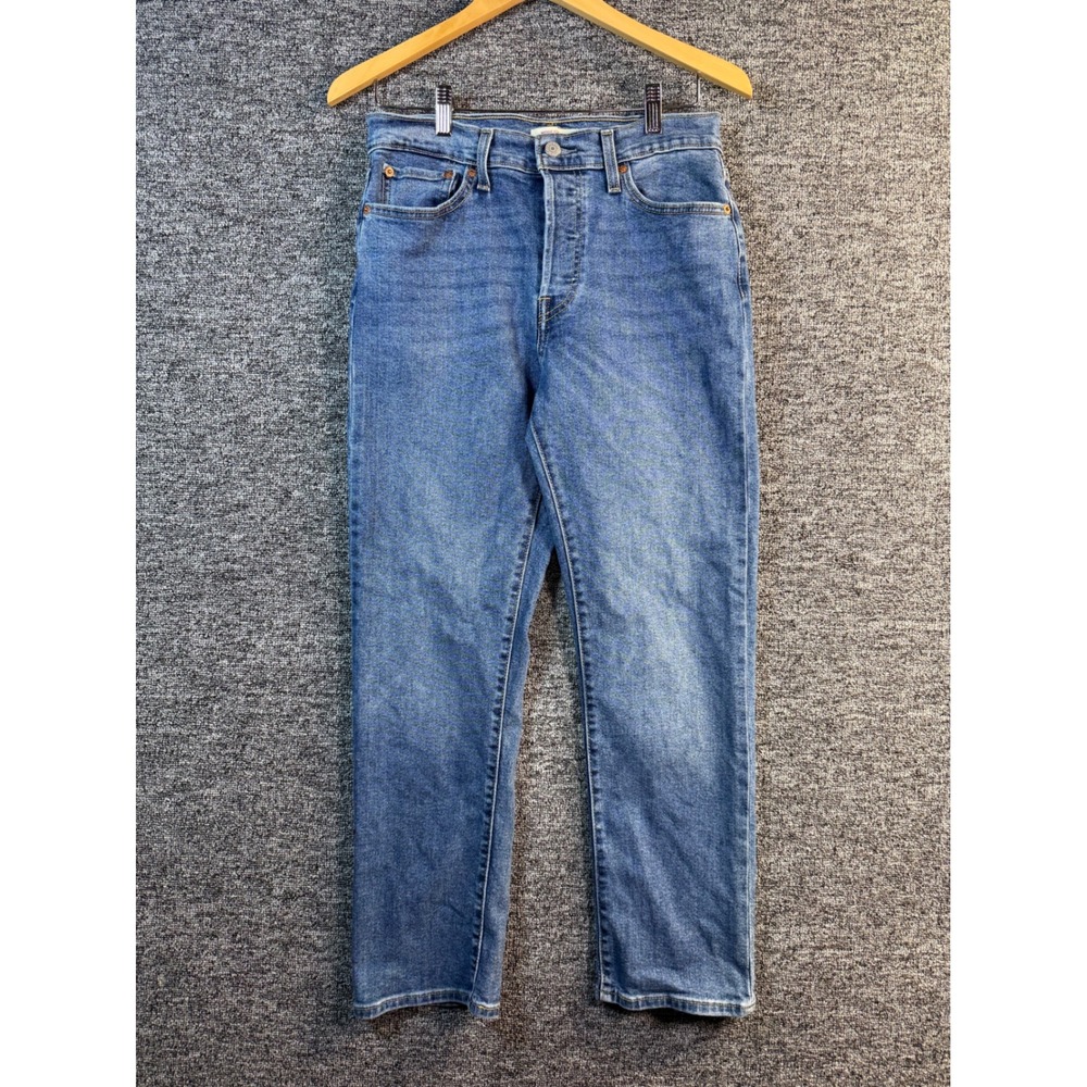 Levis Wedgie Straight High Rise Blue Jeans Medium Wash Button Fly 30x28
